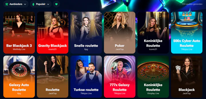 winica casino live spellen